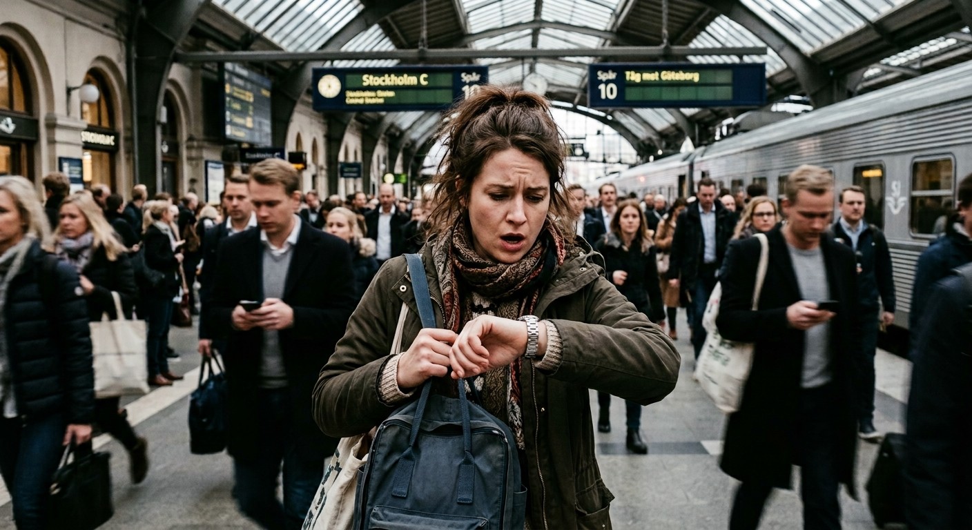 stressad kvinna tittar på sin klocka